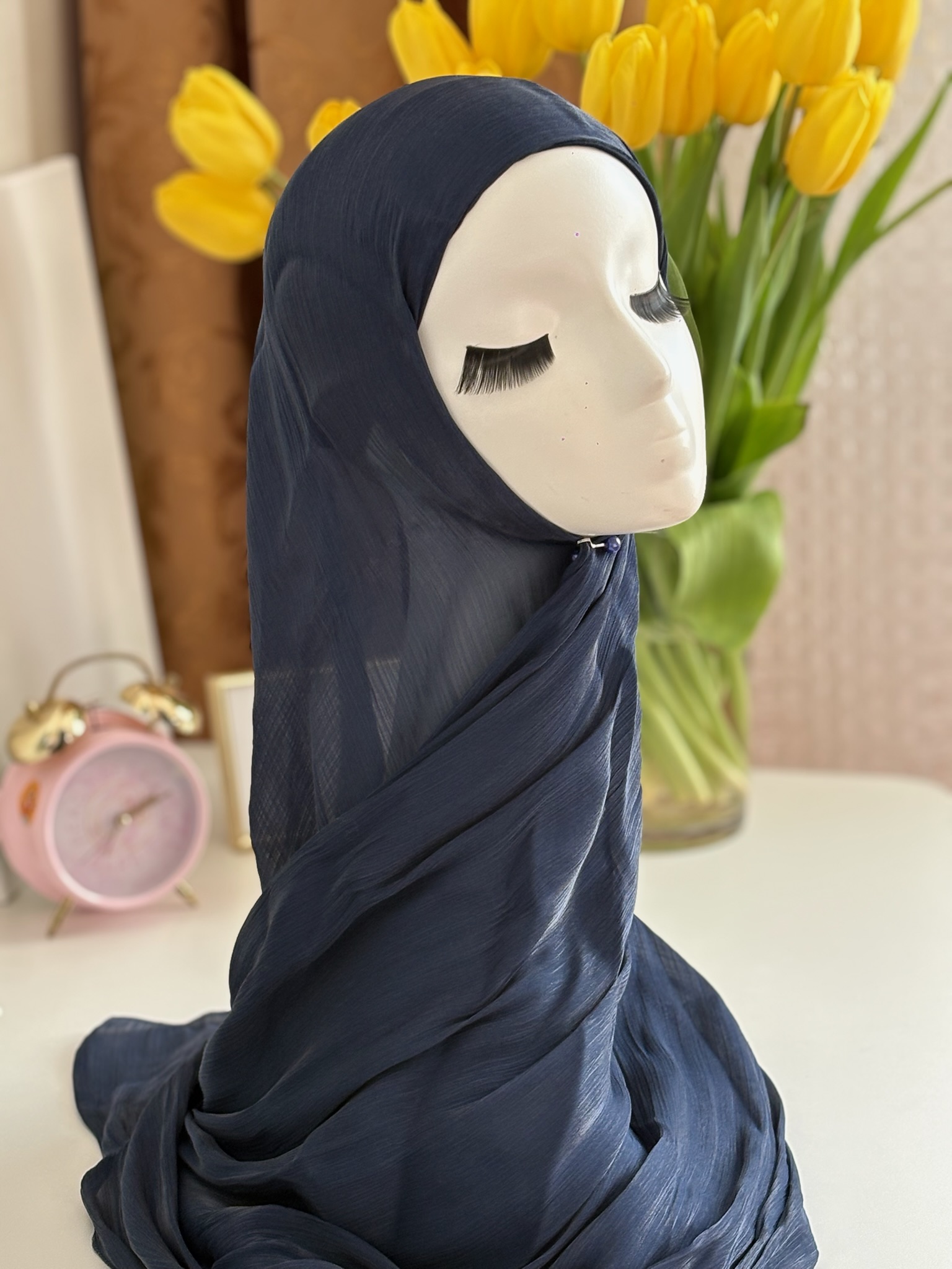 Elegant Organza Hijab with Built-in Bonnet - Image 2